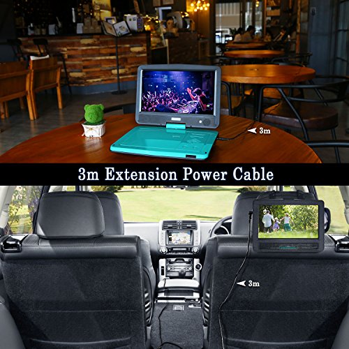 101-Inch-HD-Screen-Portable-DVDCD-Player-for-Kids-with-5-Hour-Built-in-Rechargeable-Battery-and-Headrest-Mount-Case-Light-Teal-Blue