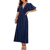 Maxigerui Women's Velvet Maxi Dress Formal Dresses for Wedding Guest Dress
