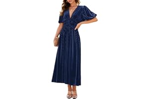 Maxigerui Women's Velvet Maxi Dress Formal Dresses for Wedding Guest Dress