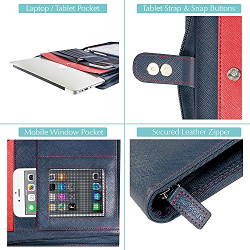 Wundermax Portfolio Padfolio/Leather Portfolio Zippered Closure Bonus