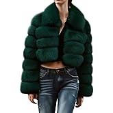 loveimgs Women Fluffy Faux Fur Coat Cropped Jacket Puffer Jacket Zip Up Winter Warm Fuzzy Teddy Jacket