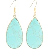 BaubleStar Natural Crystal Healing Stone Earrings Statement Teardrop Dangle Earrings for Women