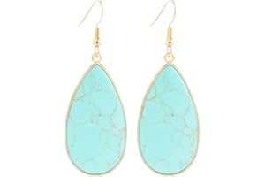 BaubleStar Natural Crystal Healing Stone Earrings Statement Teardrop Dangle Earrings for Women