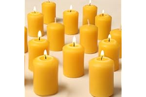 UNITELAND 12Pcs Beeswax Candles, Natural Beeswax Votive Candles Bulk, Handmade Pure Bees Wax Votive Candles for Home Room Decor Party Wedding Spa, Smokeless and Dripless Votives Candles