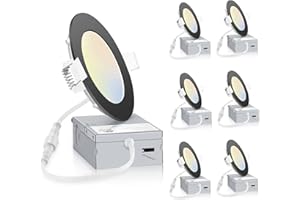INCARLED 4Inch 5cct Black Pot Lights, 2700K 3000K 3500K 4000K 5000K Potlights, 6Pack LED Recessed Lighting with Junction Box,