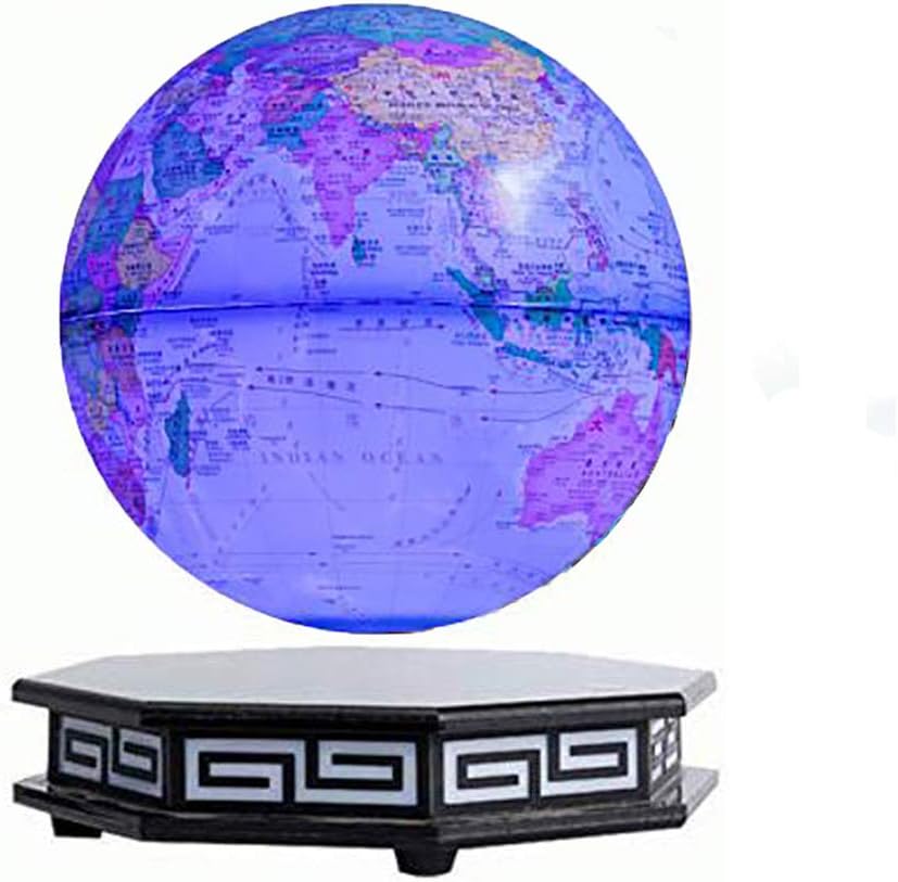 BZDBZ Magnetic Levitation Globes 8-Inch Rotating Anti-Gravity Magnetic Levitation Globe with LED Illuminating World Map (Colored Lights)