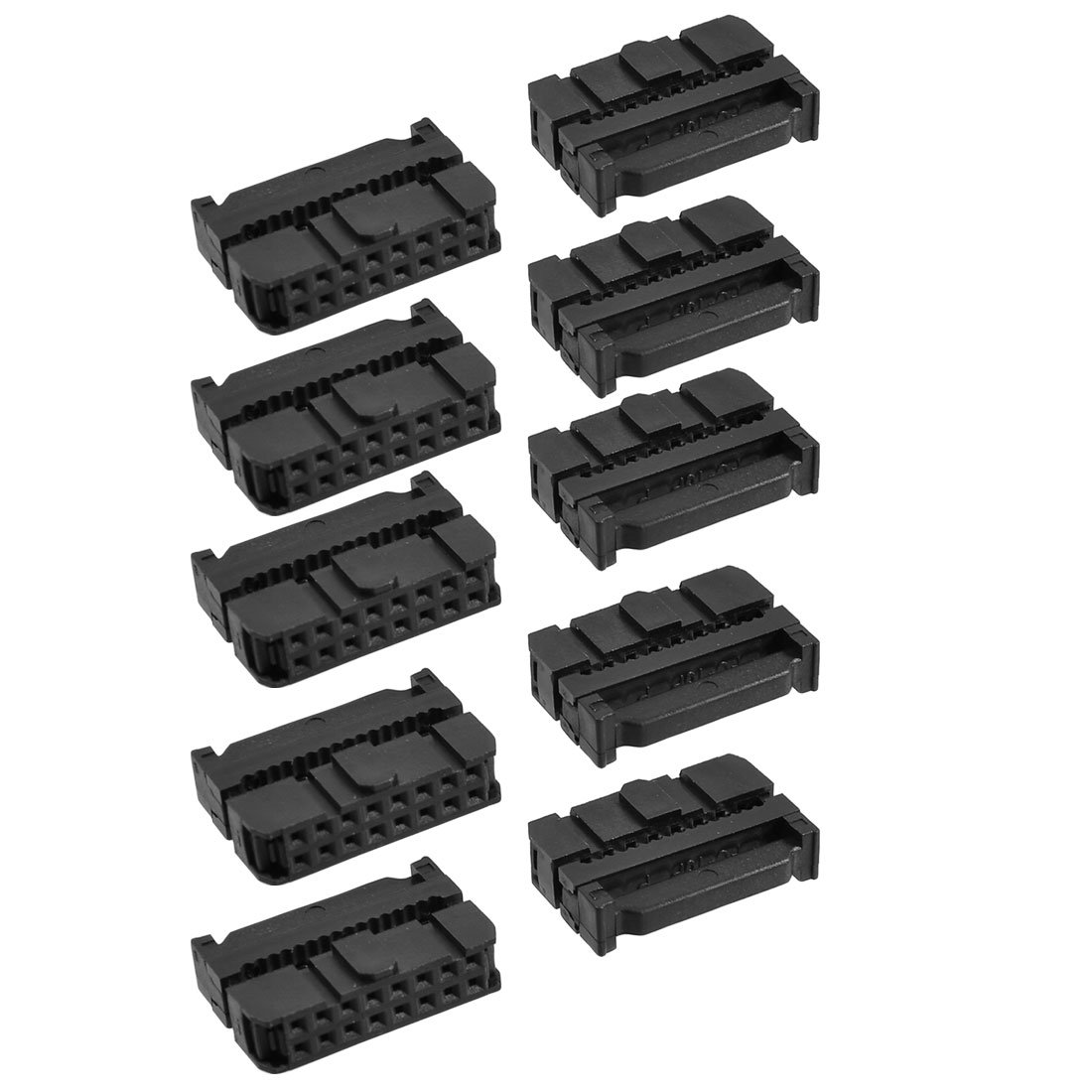 sourcing map 10 x 2.54mm Pitch Female 16 Pins Flat Cable IDC Socket Connector Black