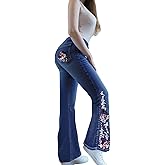 Cuyulitcik Plus Size Flare Jeans for Women Bootcut Jeans for Women Stretchy Bell Bottom Jean for Womens Embroidered Wide Leg