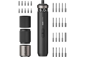 HOTO PixelDrive Electric Screwdriver, Smart Display, 6 Torque Settings, 0.5 to 6 N·m, 1/4'' Hex 30 Bits, LED Light, 2000 mAh 