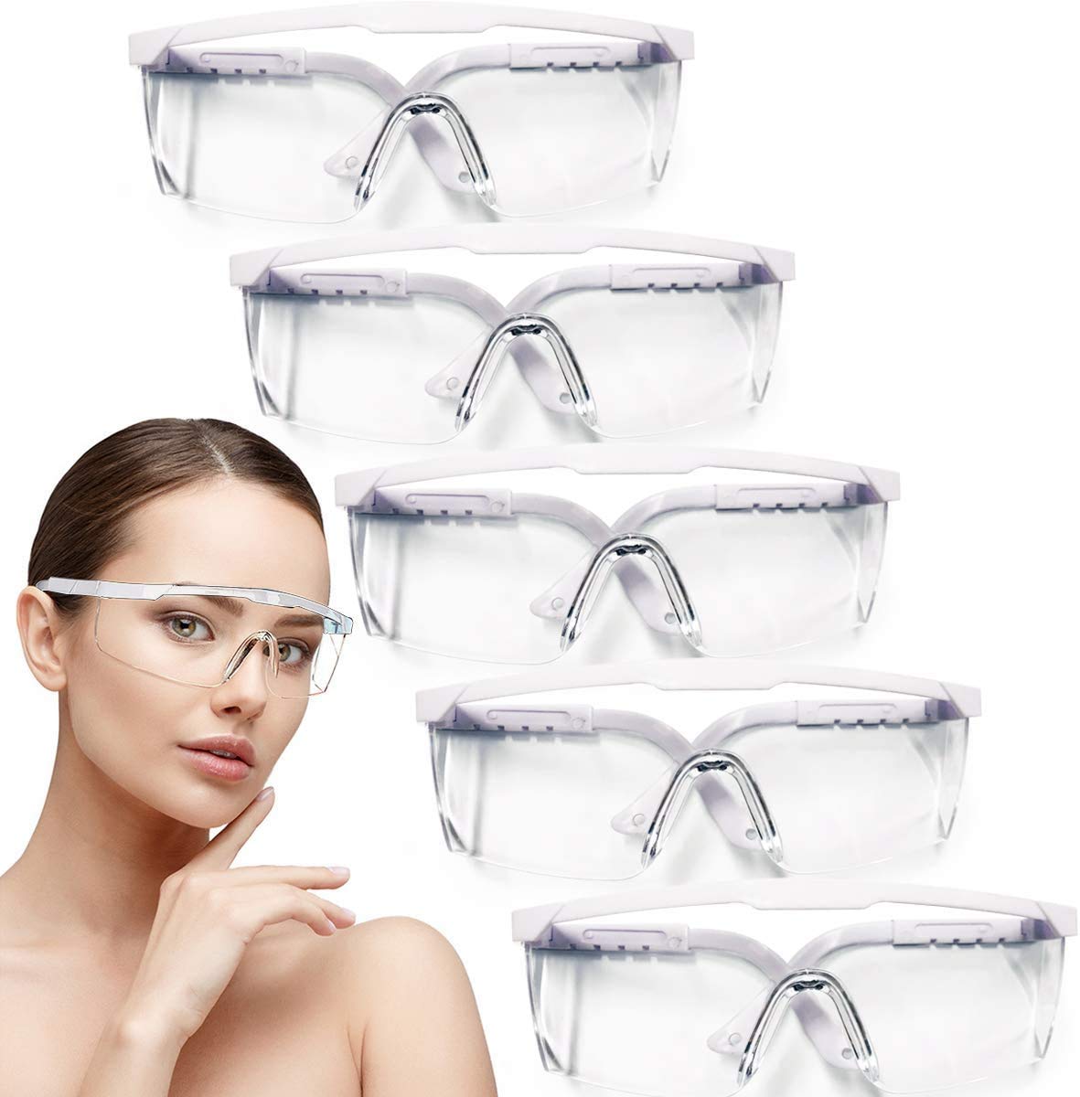 Photo 1 of HANCHS Safety Glasses, 5Pack Adjustable Wide-Vision Protective Glasses, Lightweight Fog-Proof Safety Goggles