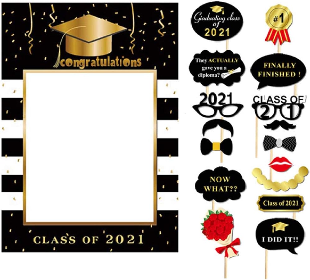 Amazon Com 7 Gost Graduation Photo Booth Props Congratulations 21 Graduation Class Of 21 Party Supplies Pack Of 17 Home Kitchen