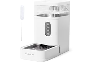 Gardner Pet Automatic Dog Water Dispenser Gravity Waterer with Stainless Steel Bowl Water Dispenser 8.5L Large Capacity Water Feeder with Filters for Dogs Cats Pets, BPA-Free Noise-Free (White, 8.5L)