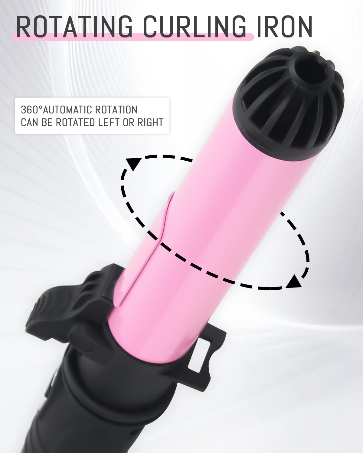 AmoVee Rotating Curling Iron, 1.25 Inch Auto Ceramic Curling Iron, Adjustable Temps 180 °F to 410 °F, Dual Voltage, A Valentines Day Gifts for Her