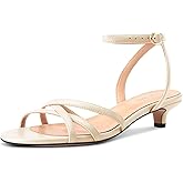 DearOnly Womens Ankle Strap Peep Open Toe Low Heels Strappy Kitten Heel Sandals Slingback Prom Buckle Dress Shoes 1.4 Inches Heels