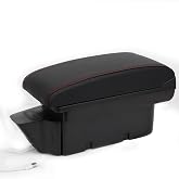 HRCHCG Armrest for Toyota 86 GT86, Subaru BRZ, Scion FR-S 2012-2020 | Car Center Console Armrest Box, Double-Layer Storage, 2 USB Charging Ports, PU Leather, Custom-Fit Base,Red Stitching