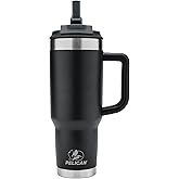 HydrationHub USA Pelican Porter™ Dual - 40 oz. Dual Lid, Recycled Double Wall Stainless Steel Travel Tumbler, Jet Black