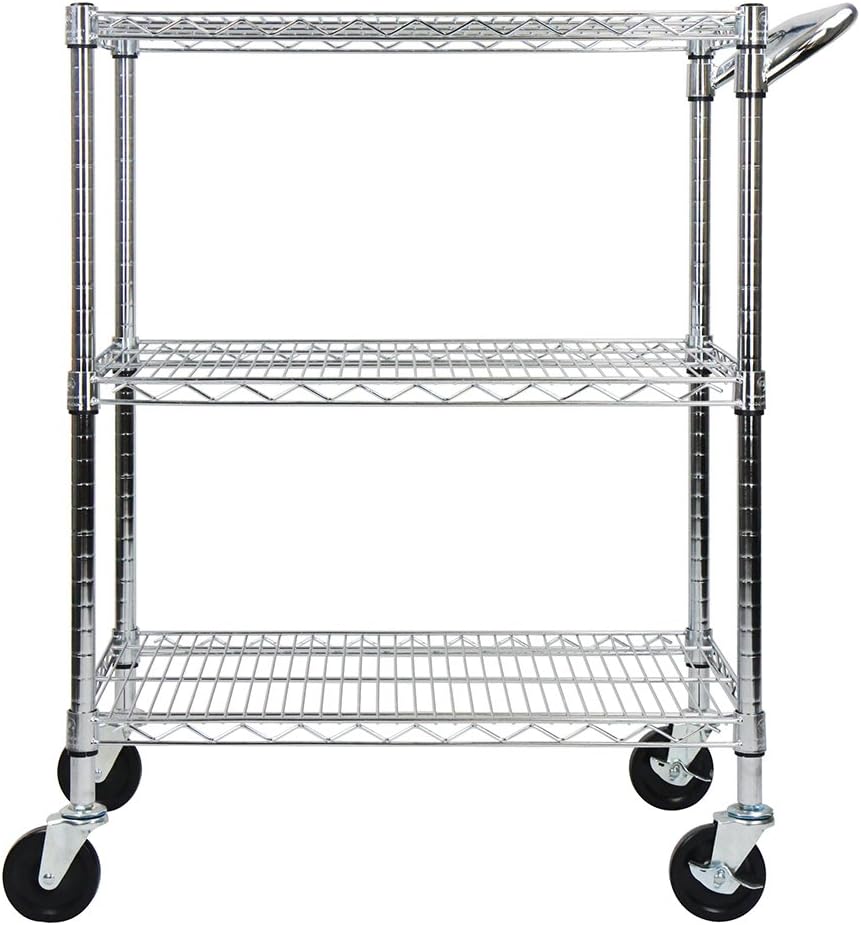 Oceanstar 3-Tier Heavy Duty All-Purpose Utility Cart, Chrome: Home & Kitchen