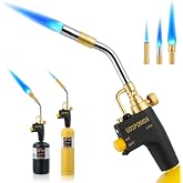 Propane Torch Gun with 3 Nozzles, Propane Torch Head Fuel by Propane, MAPP, Turbo Gas Torch Kit, Welding Torch,Trigger Start Map Gas Torch Head with Igniter,Propane Torch,Blow Torch(Fuel Not Included)