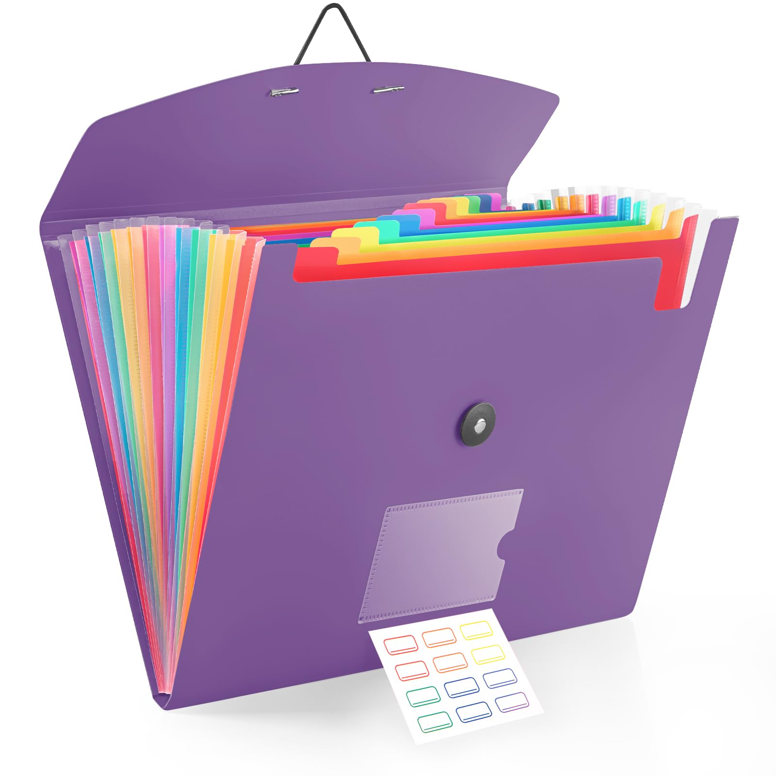 Photo 1 of 13 Pocket Accordion File Organizer with Elastic Closure, Expanding File Folder for Letter Size A4 Papers, Ideal for Home, Office Supplies, College Essentials - Purple