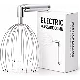 Head Massager Scalp, Vibrating Electric Scalp Massagers for Stress Relief | Battery Powered Head Scratchers Massager Whisk Hair Massage Relax Tool with 20 Metal Fingers, ldeal Gift for Women &amp; Men