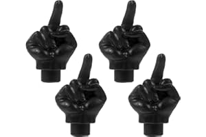 Ipetboom 4pcs Black Valve Stem Caps Middle Finger Prank Car Tire Dust Covers for Truck SUV Motorcycle Bike