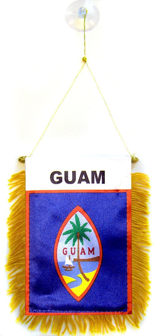AZ FLAG - Guam Mini Banner - 6'' x 4'' - 100% Polyester Guamanian Small Pennant for Car - Double-sided Flag with Suction Cup Hanger — image 1