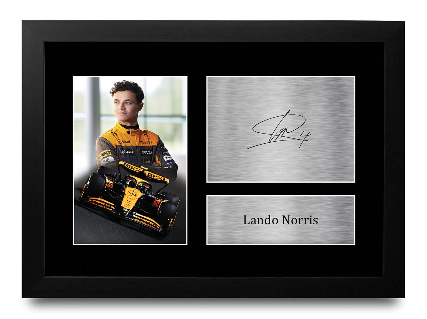 HWC Trading Lando Norris Gifts Printed Signed Autograph Picture for F1 Formula 1 Racing Fans - A4 Framed