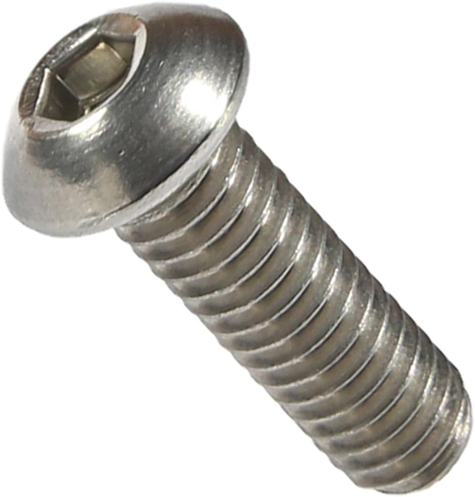 1/4-20 x 7/8" Button Head Socket Cap Screws 18-8 Stainless Steel, Quantity 25, Allen Hex Drive