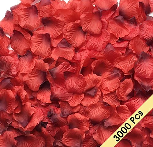 NewCool 3000 Pcs Dark Red Silk Rose Petals Artificial Flowers Decorations, Wedding Party Vase Home Decor Bridal Petals Rose Flower Favors Decoration