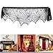Halloween Fireplace Decoration Festive Party Supplies Lace Spiderweb Fireplace Mantle Scarf Cover Black Cobweb Fireplace Scarf Indoor Halloween Door Table Porch Decor 35x95 inch