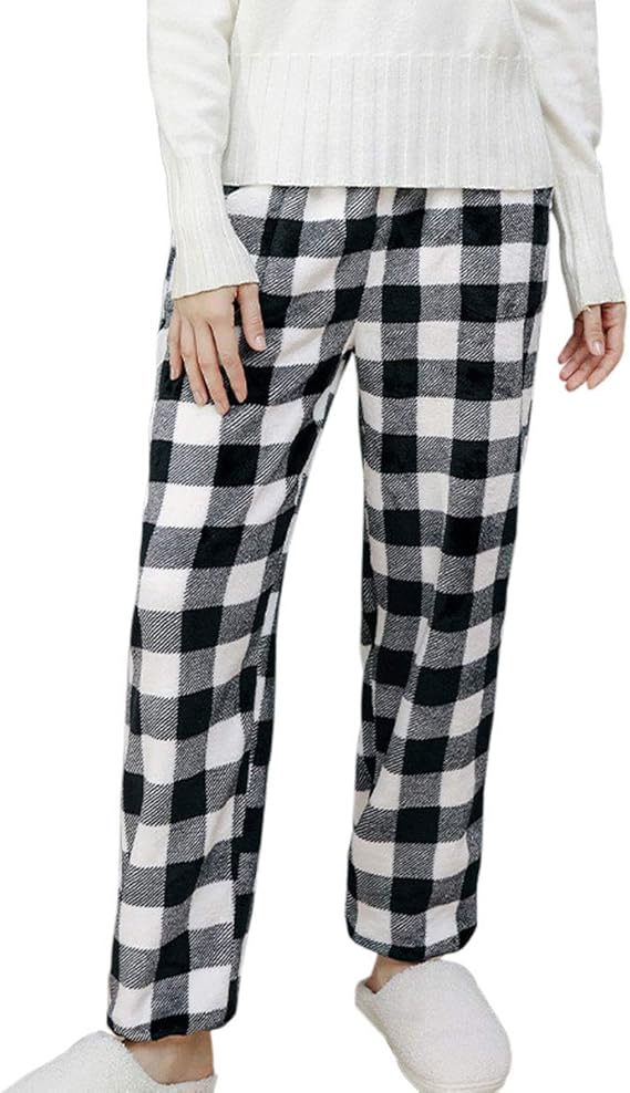 PAODIKUAI Women's Plaid Flannel Pajama PJ Pants Sleepwear Sleep Bottoms