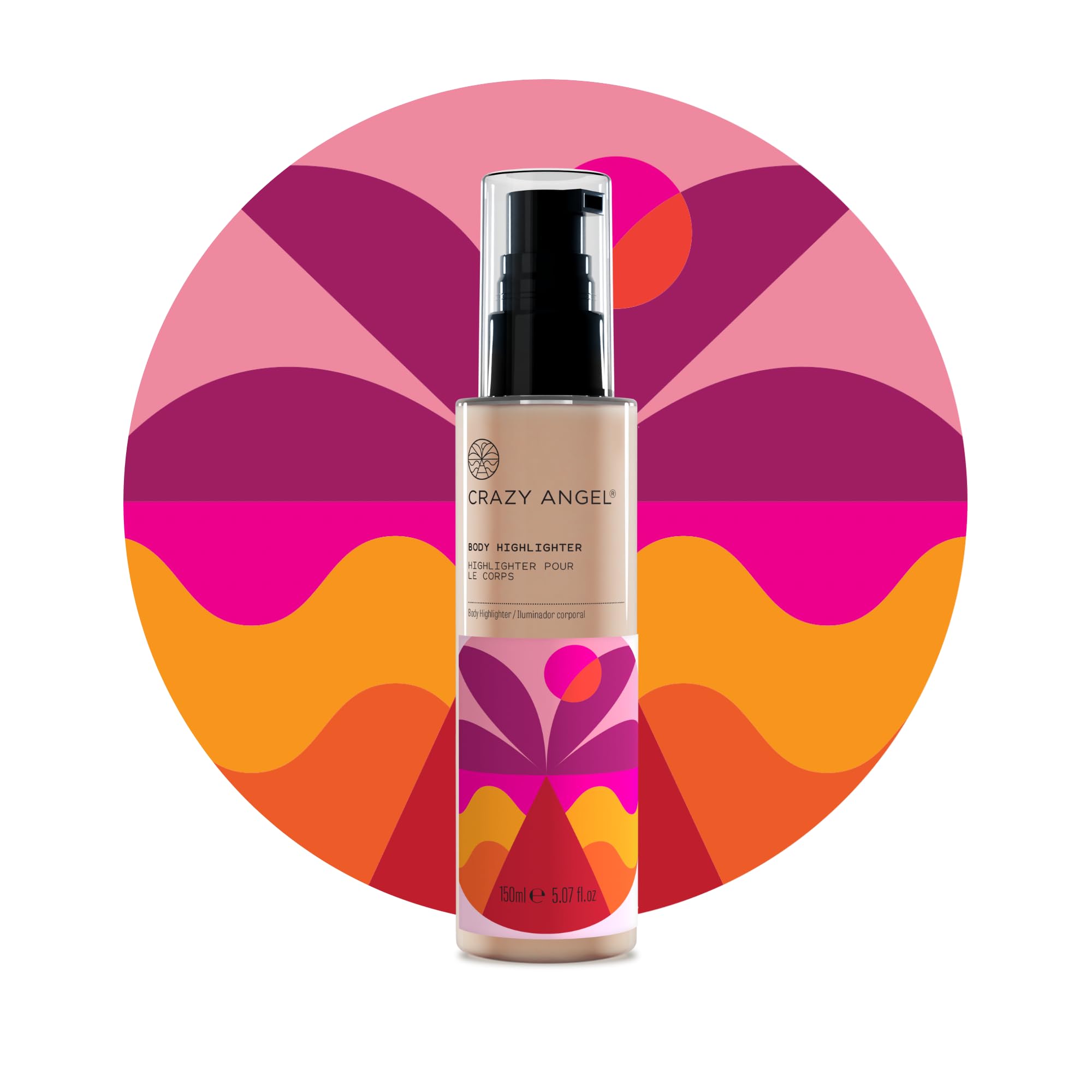 Crazy Angel Vegan Body Highlighter. High Shine Shimmer with Buildable Pigment. Splash Resistant. Made in UK. 150ml.