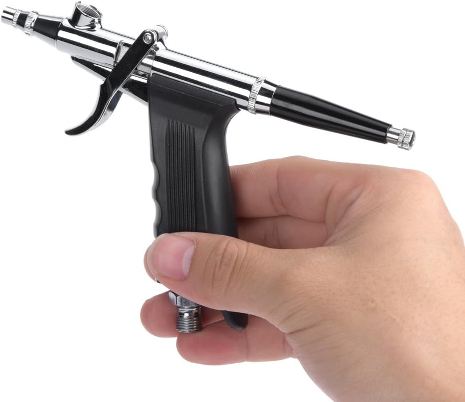 Paint Sprayers Gun Set 3 Cups Spray Gun Trigger Airbrush Kits for Art Painting 166 AK, Silver - Image 4