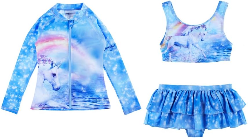Girls Unicorn Long Sleeve Rash top and Matching Bikini