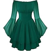 Scarlet Darkness Women Corset Dress Off Shoulder Bell Sleeve Ruffled Fairy Mini Dress