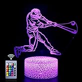 SEVEN LADY Baseball Man 3D Lamp Night Light with Remote & Touch Control,Multiple Colour Brightness Adjusted Batteries Powered Gifts for Boys Girls (Baseball Man-2)