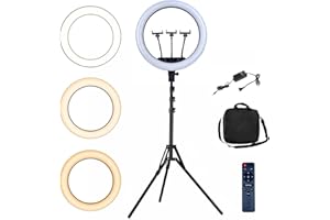 Vivider 18 Inch Dimmable 3200-5500K LED Ring Light with 6.2 FT 1.9 M Stand Lighting Kit for Smartphone Video Shooting Camera 