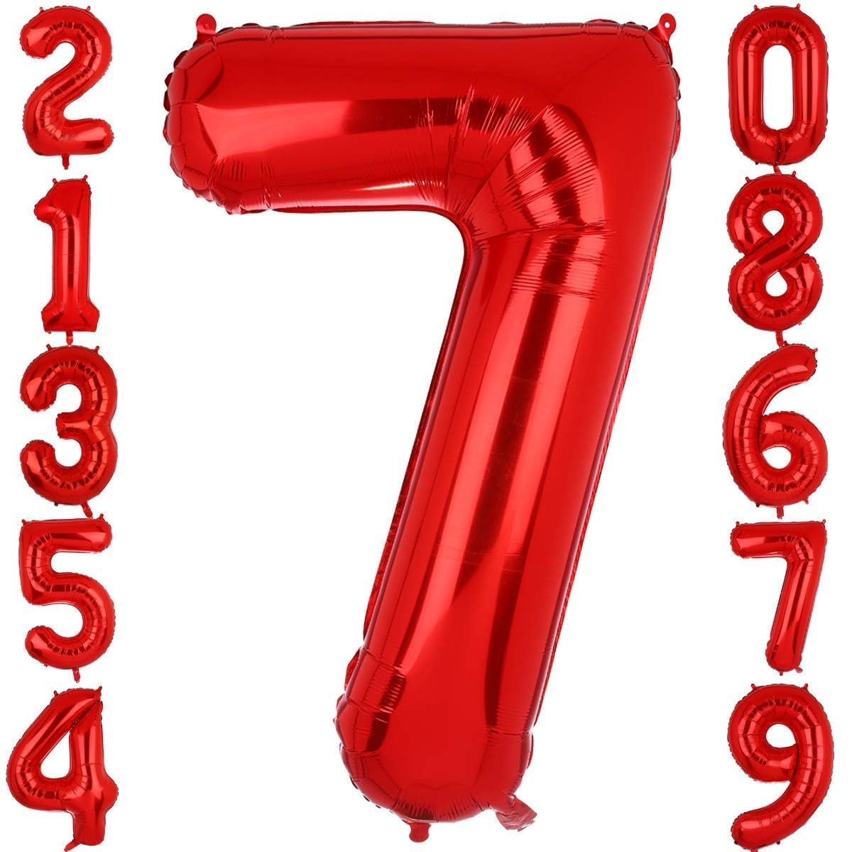 40 Inch Large Foil Number 7 Balloons Red Big Mylar Helium Balloon Birthdays Party Decorations Supplies