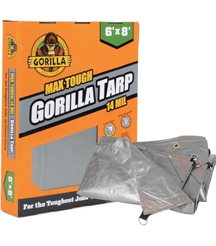 Gorilla Max Tough Tarp 8x10 ft Heavy-Duty 14 MIL Poly, 16x16 Weave