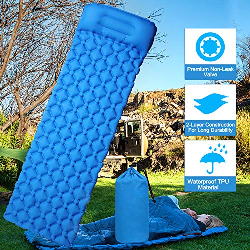 EVOLAND Ultralight Sleeping Pad for Camping, Inflatable Lightweight Compact Camping Sleeping Air Pads with Pillow for Backpacking, Hiking - Thumbnail 3
