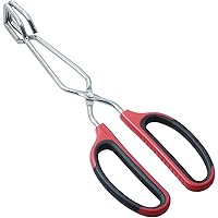 HINMAY Stainless Steel Scissor Tongs with Comfort-Grip Handle 10-Inch