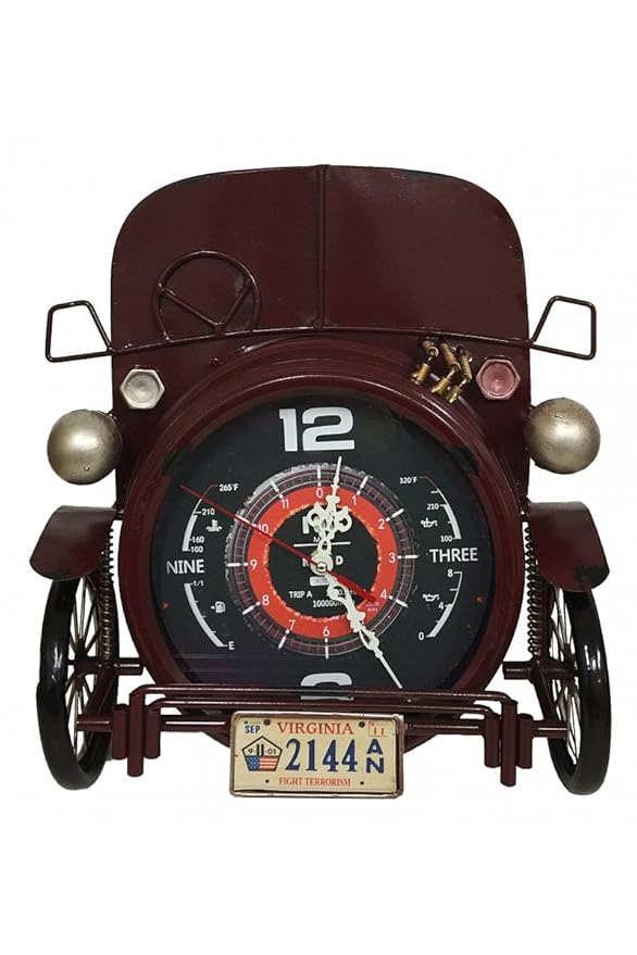 Vintage Classic Car Wall Clocks Burgundy Red Amazon.co.uk Kitchen & Home
