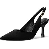Rilista Women's Slingback Kitten Heels Closed Pointed Toe Wedding Party Dress Pumps Shoes