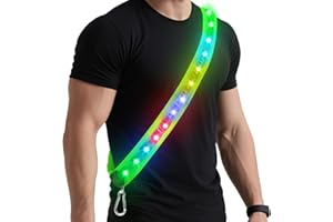 Zacro LED Reflective Sash Light Up Vest for Night Walking with 5 Colors & 3 Light Modes, Rechargeable High Visibility Neon Safety Gear for Men Women Dog Walking