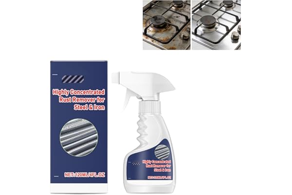 ROVIA Rust Remover Spray for Metal, Highly Concentrated Rust Remover for Steel Copper Stainless Steel, Heavy Duty Rust Remover Spray No Scrubbing, Fast Acting Rust Stain Remover 4 fl oz (1PC)