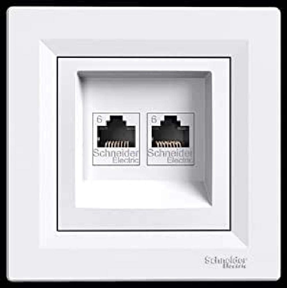 asfora ISDN Socket Cat6 2 x RJ45 Socket Complete Schneider Electric White