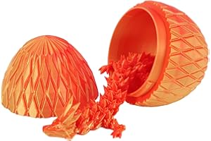 PRINTSILK 11.42 inch 3D Printed Dragon Egg with Articulated Dragon Inside，Crystal Dragon Fidget Toy, Home and Desk Decor (Laser Red)