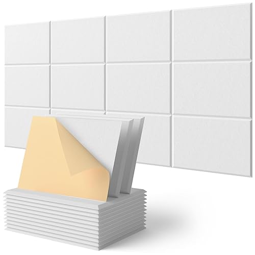 Acoustic Panels Self-Adhesive, 12" X 16" X 0.4", 12 Pcs Sound Absorbing Panels, Sound Proofing Panels for Home Decoration and Wall Protection, Sound Proofing for Walls