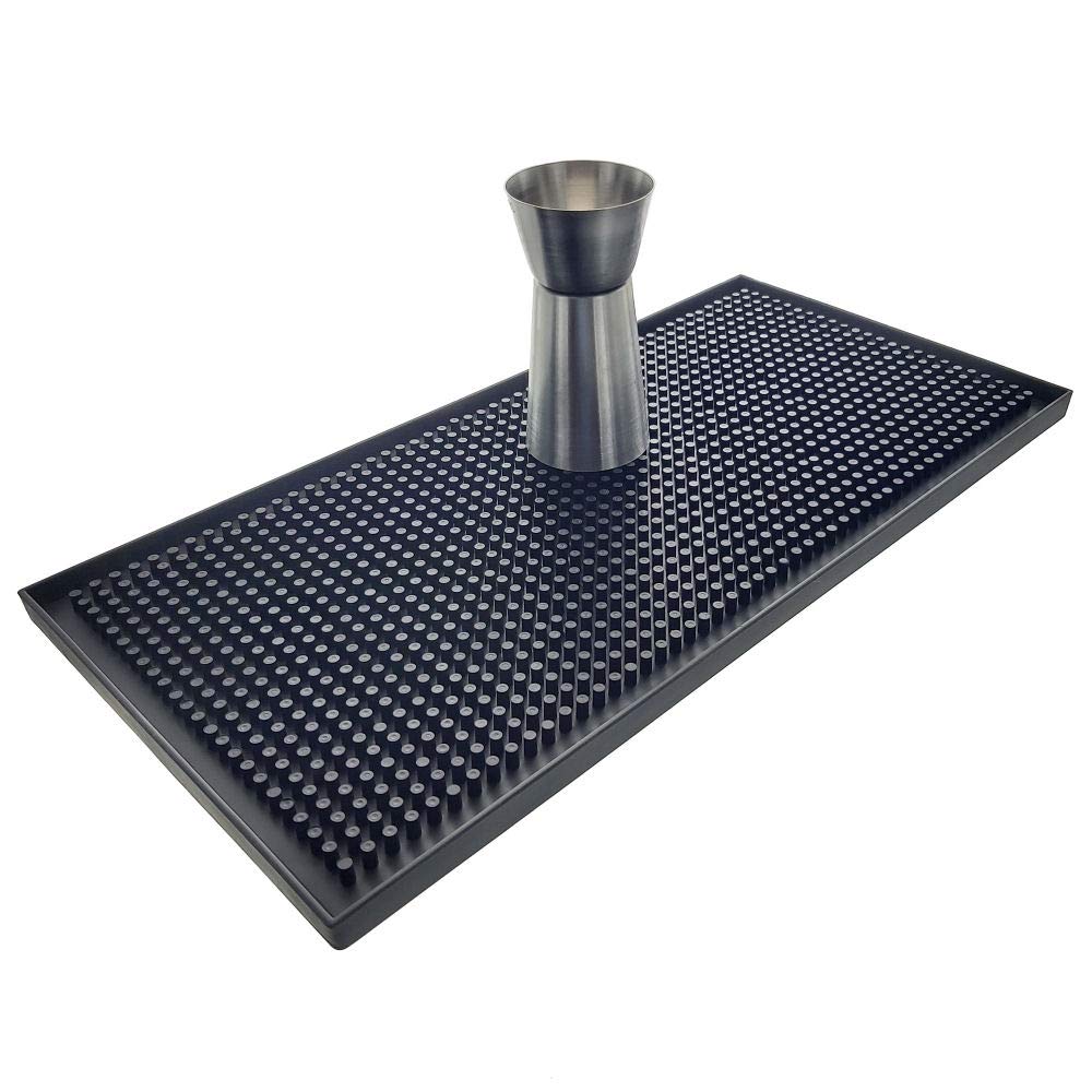 Barbits Mini Rubber Bar Mat 6" x 12" - Small Black Bar Runner Rail, Glass Drip Tray Mat