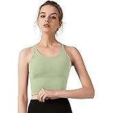 Redqenting Longline Sports Bra for Women with Removable Padded,Sexy Criss Cross Back Strappy Yoga Bras Workout Tank Tops